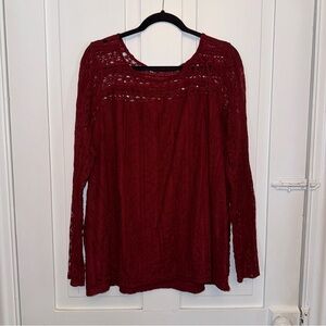 ✨lane bryant red lace detail long sleeve top✨
